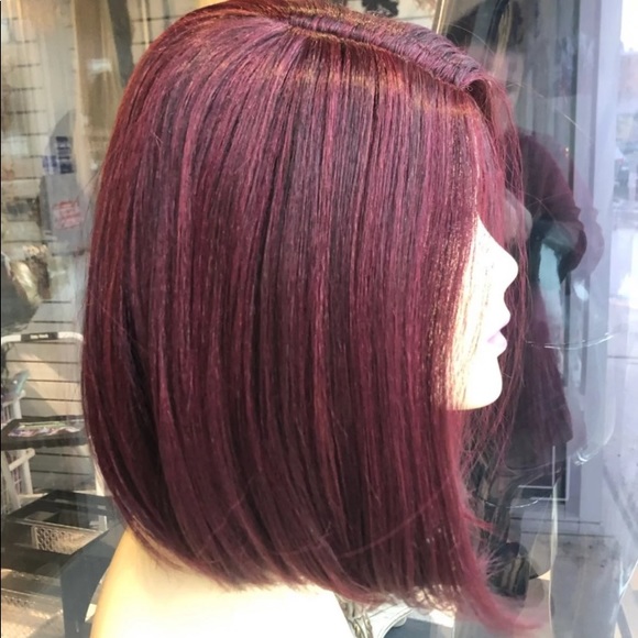 Burgundy bob wig main image 6